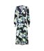 Robe Portefeuille Manches Longues Motif/style Imprimé Intégral Femme Bleu Foncé Biba-2