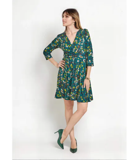 Robe imprimée cache-c¿ur taille ceinturée