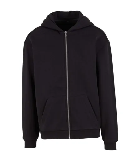 Mens Loose Full Zip Hoodie Black Build Your Brand