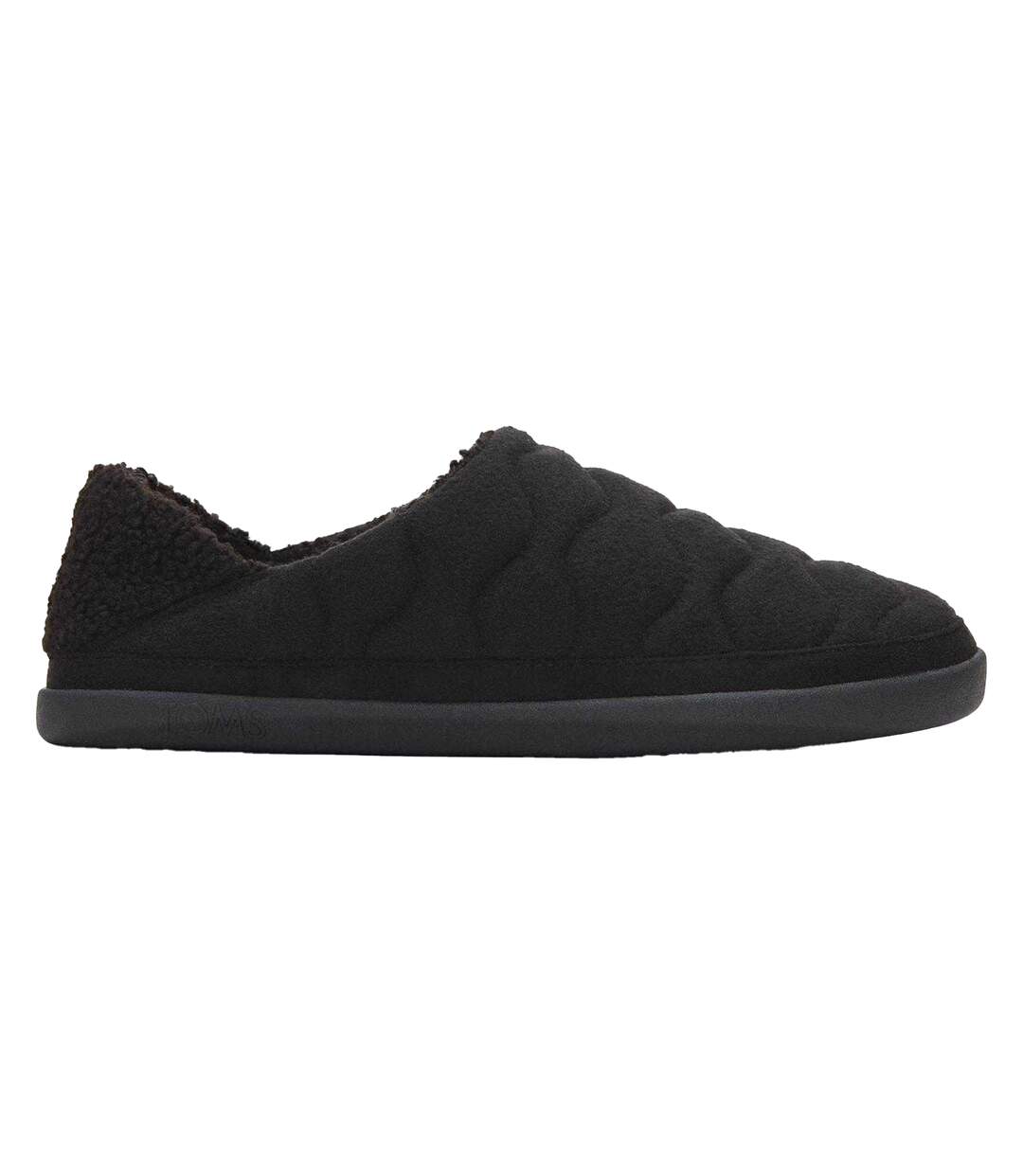 Womens/ladies Quilted Slippers Black Toms-1