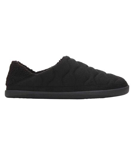 Womens/ladies Quilted Slippers Black Toms