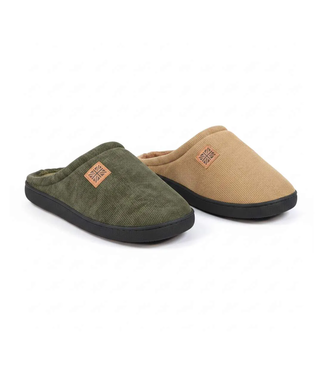 OZABI Pack 2 Paires Mules Homme Velours Côtelé Doublure Éponge-1