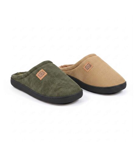 OZABI Pack 2 Paires Mules Homme Velours Côtelé Doublure Éponge