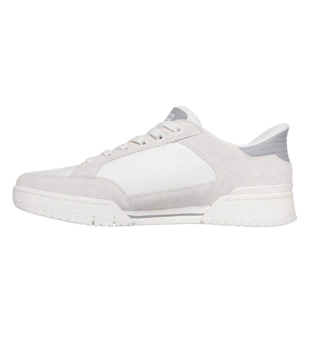 Mens Leather Flat Trainers Off White Skechers-2