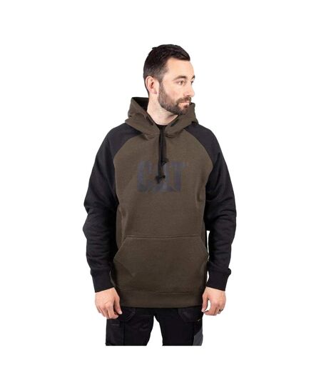Mens Hooded Raglan Sweatshirt Army Moss Black CAT Lifestyle