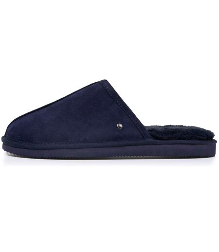 Isotoner Chaussons Mules homme en cuir et interieur ultra doux en fausse fourrure