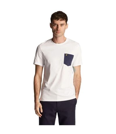 T-shirt Homme Blanc Bleu Marine Lyle & Scott