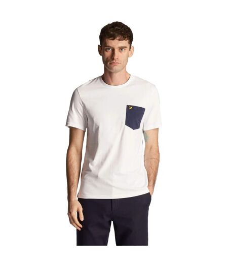 T-shirt Homme Blanc Bleu Marine Lyle & Scott