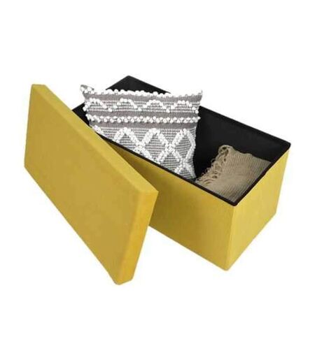 Banc de rangement pliable Kube en velours côtelé - Jaune