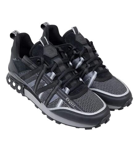 Womens/ladies Hexagon Suede Hex-tech Trainers Black Grey Cruyff