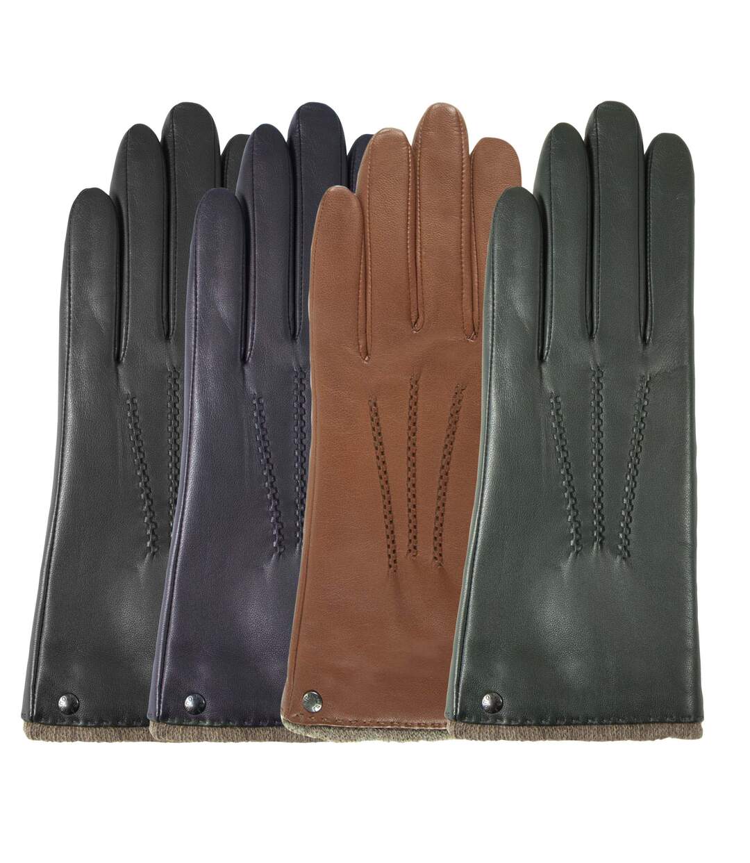 Isotoner Gants femme en cuir d'agneau pleine fleur, doublés cachemire