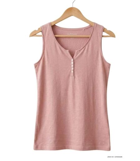 MAYFLOWER M2101A — Débardeur rose femme coton flammé : la douceur d'un style estival raffiné