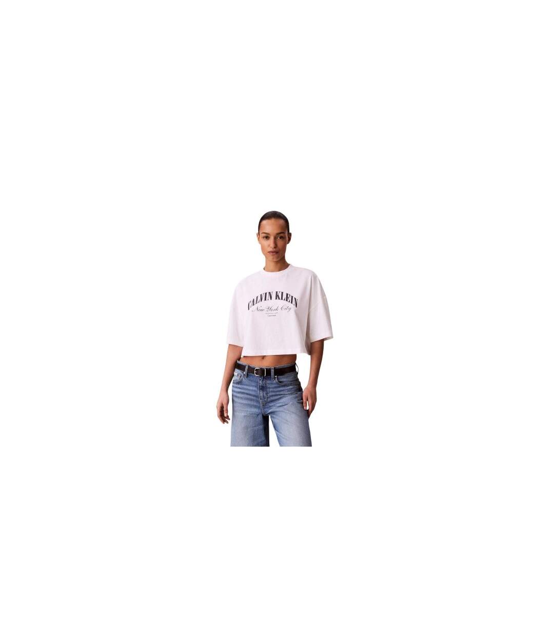 Haut Court Motif/style Logo Arqué Femme Blanc Vif Calvin Klein-1