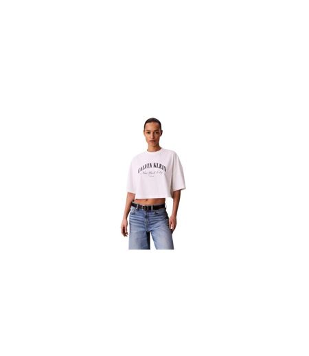 Haut Court Motif/style Logo Arqué Femme Blanc Vif Calvin Klein