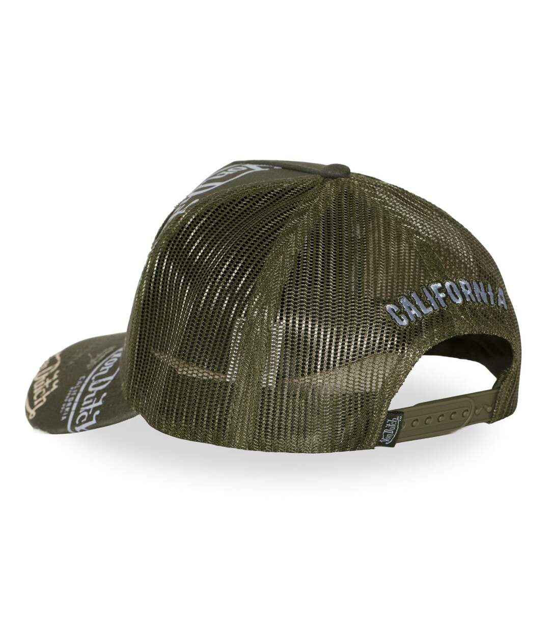 Casquette trucker effet usé avec patch et print Café Olive Vondutch-5