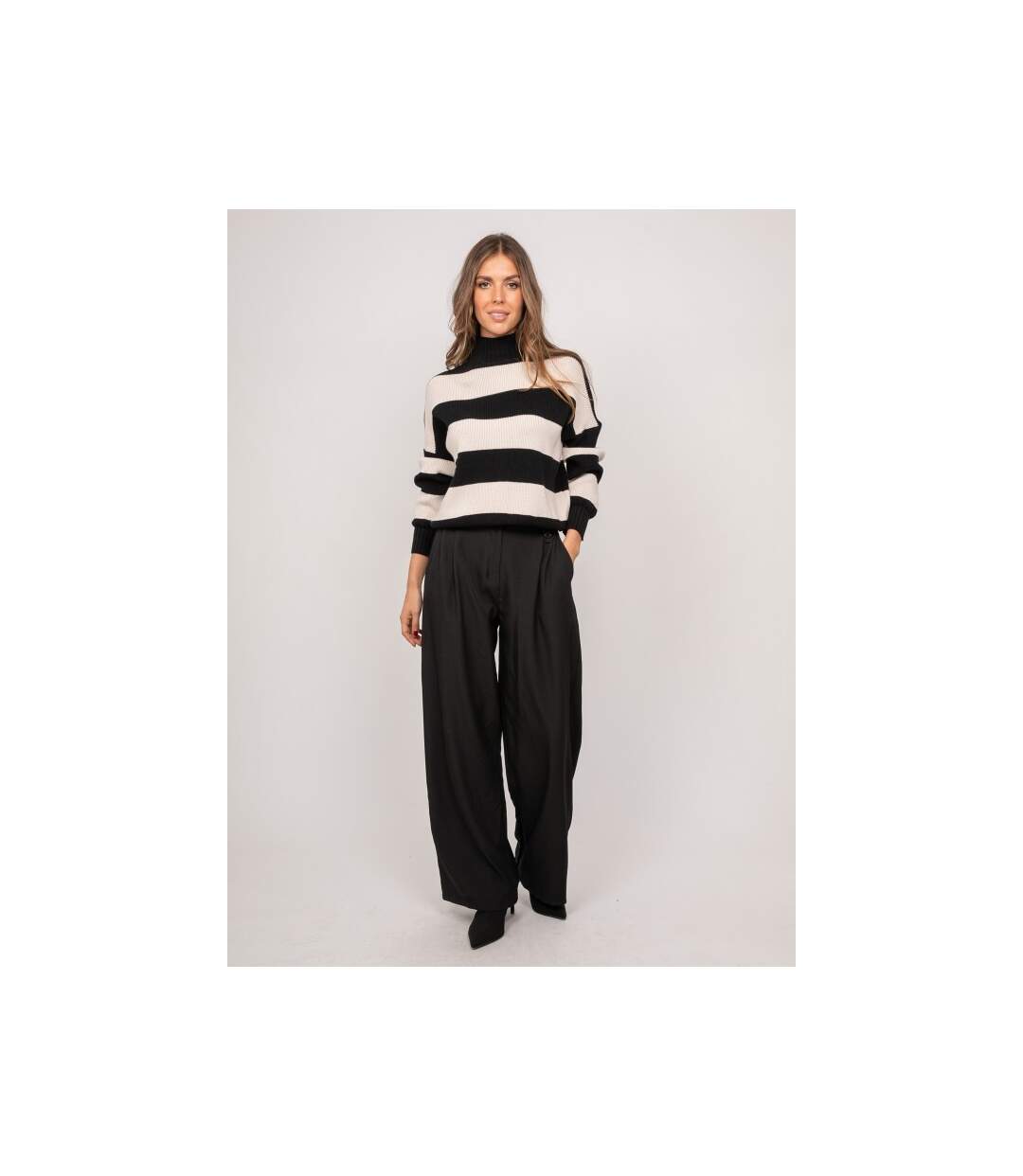 Pull rayé col montant KANELLE - Dona X Lisa-4