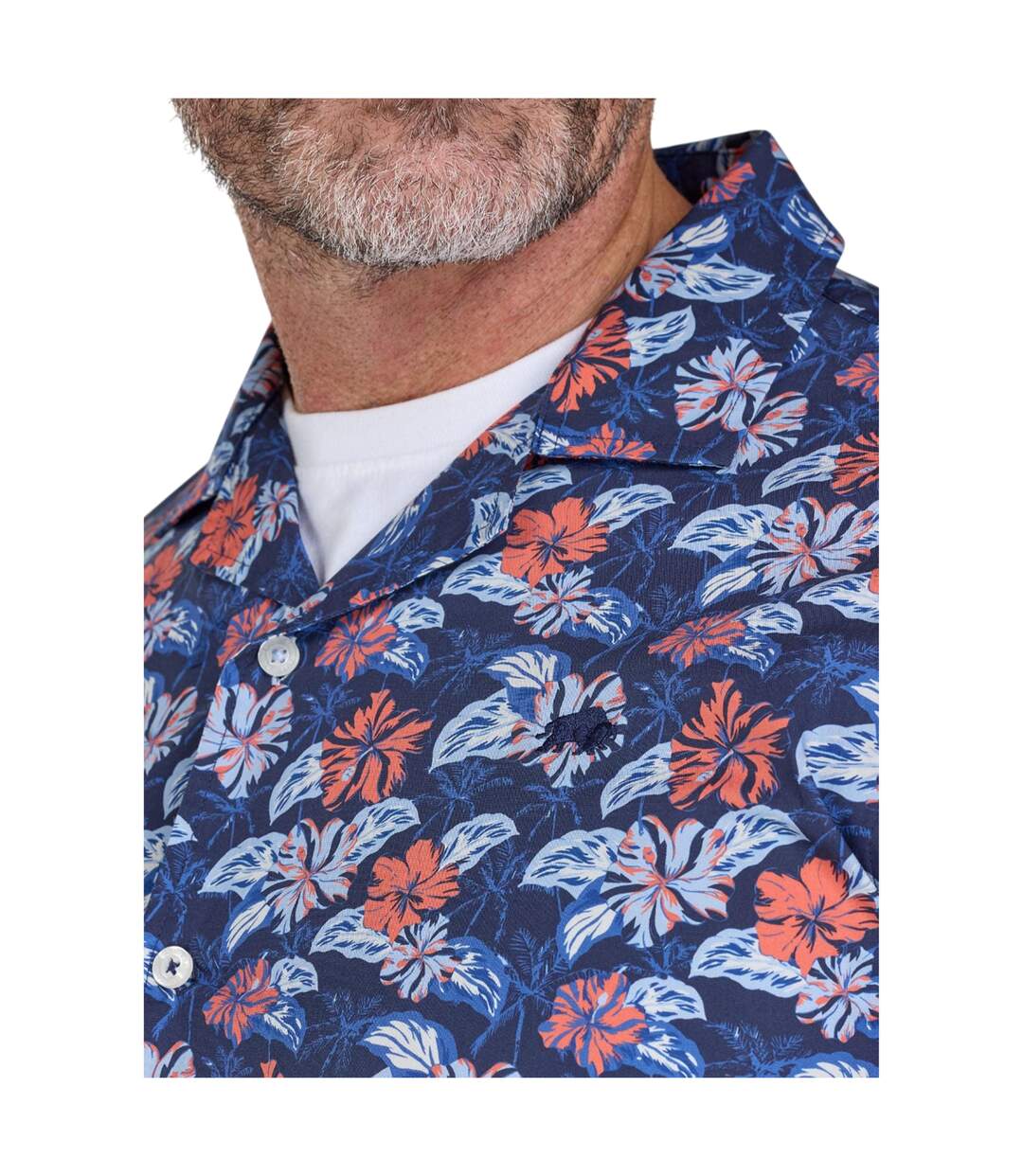 Chemise Manches Courtes Motif/style Floral Hawaii Homme Bleu Marine Raging Bull-4