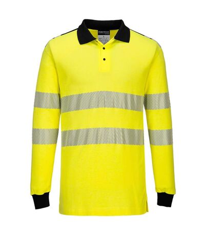 Portwest Mens PW3 Flame Resistant Hi-Vis Long-Sleeved Polo Shirt (Yellow/Black) - UTPW894