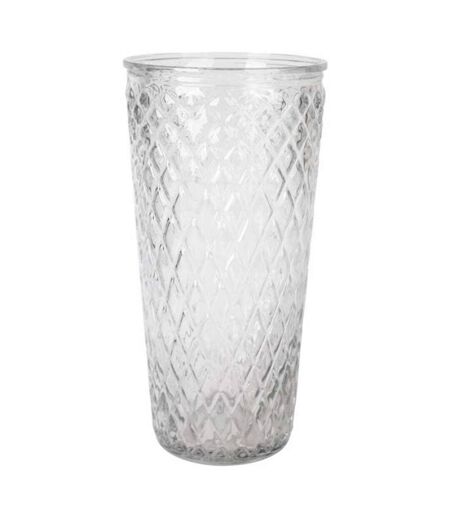 Vase Déco en Verre Relief Losange 23cm Transparent
