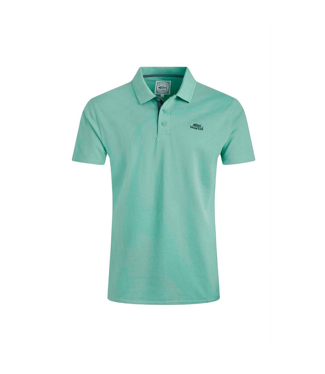 Mens miles pique organic polo shirt aqua marine Weird Fish-1