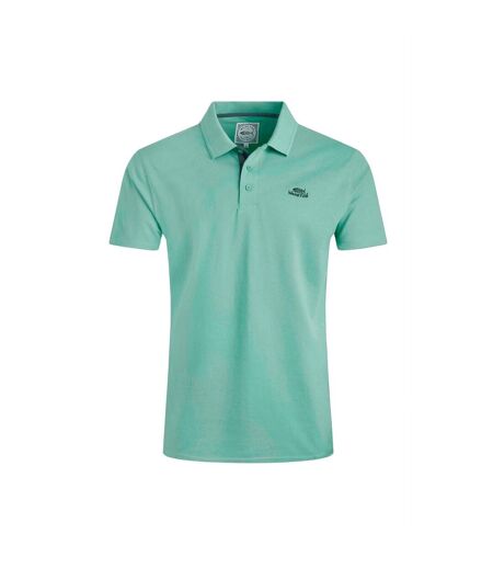 Mens miles pique organic polo shirt aqua marine Weird Fish