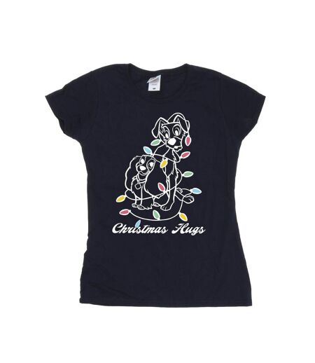 Disney Femme/Ladies Lady And The Trump Christmas Hugs - T-shirt en coton (Bleu marine) - UTBI26139
