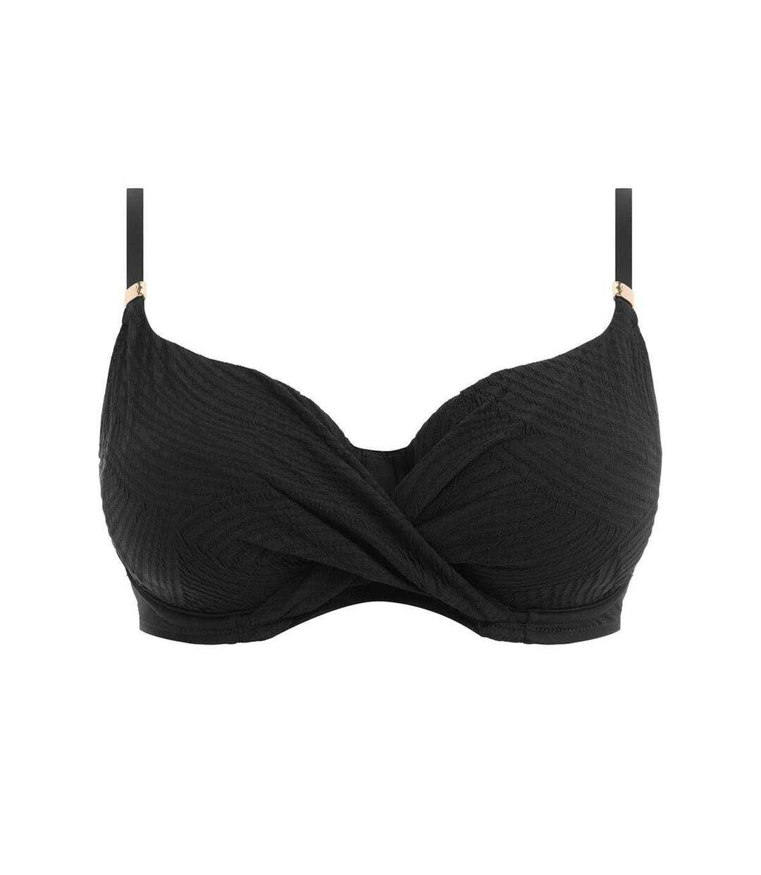 Womens/ladies Twist Full Cup Bikini Top Black Fantasie-2