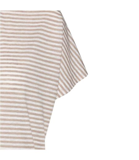 Womens/ladies Enelina Striped Linen Blend Polo Shirt Multicoloured Boss