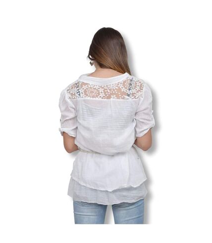 Chemise femme manches courtes de couleur blanche