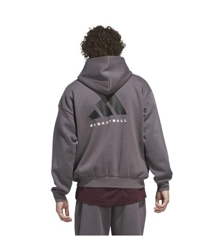 Mens Fleece Basketball Hoodie Grey Adidas