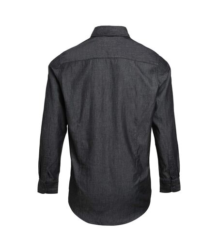 Premier Mens Jeans Stitch Long Sleeve Denim Shirt (Black Denim) - UTRW5593