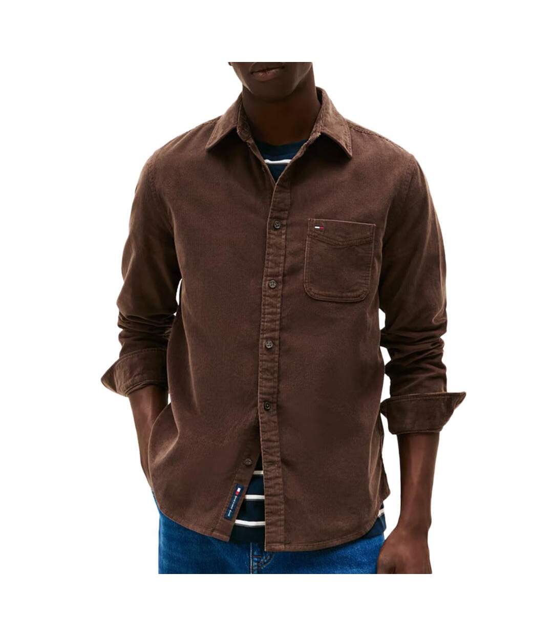 Chemise marron homme tommy hilfiger cord-1