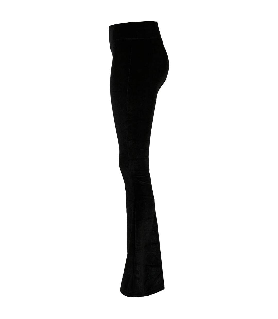 Womens/ladies Velvet High Waist Bootcut Leggings Black Urban Classics-3