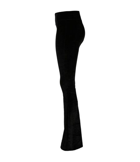 Womens/ladies Velvet High Waist Bootcut Leggings Black Urban Classics