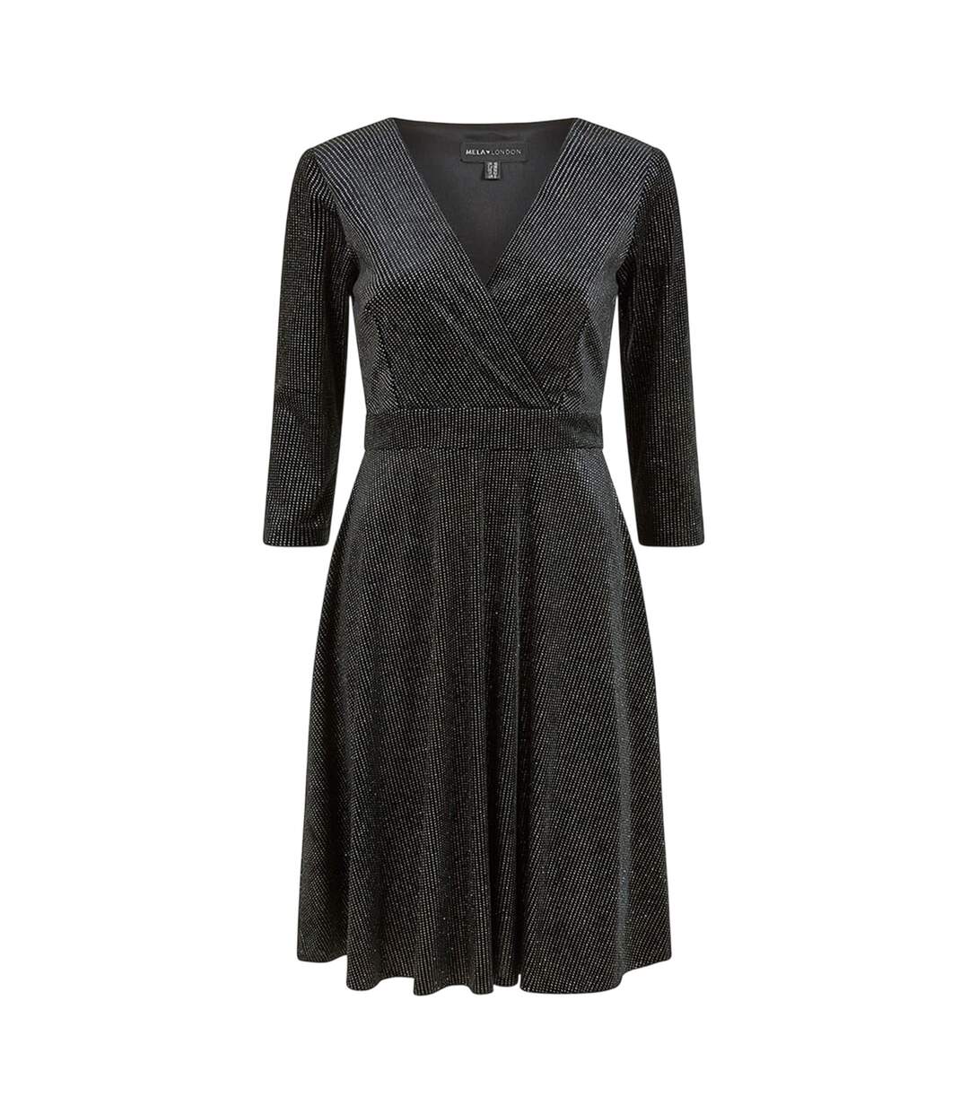 Robe Patineuse Motif/style Scintillant Femme Noir Mela London-2
