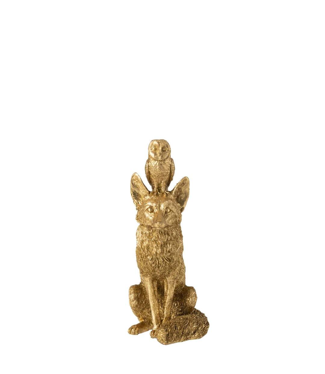 Statuette Renard en Résine Hibou 28cm Doré-2