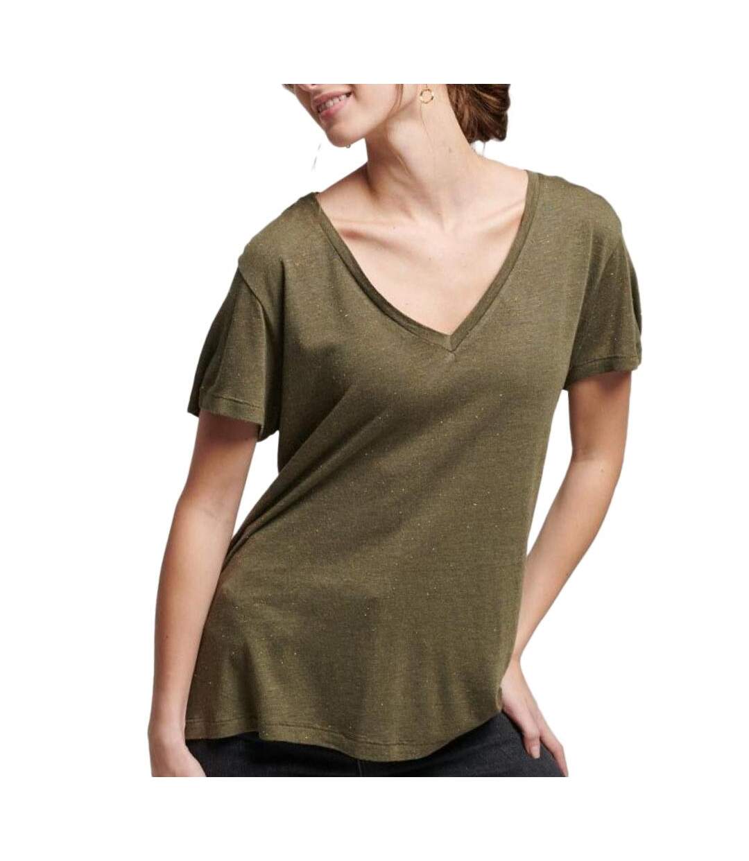 T-shirt kaki femme superdry studios - l-1
