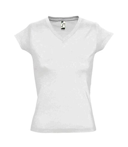 SOLs Womens/Ladies Moon V Neck Short Sleeve T-Shirt (White)