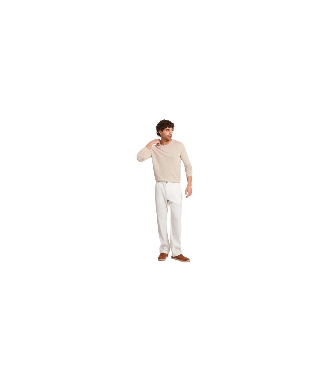 Mens Linen Blend Crew Neck Jumper Taupe Ted Baker-1