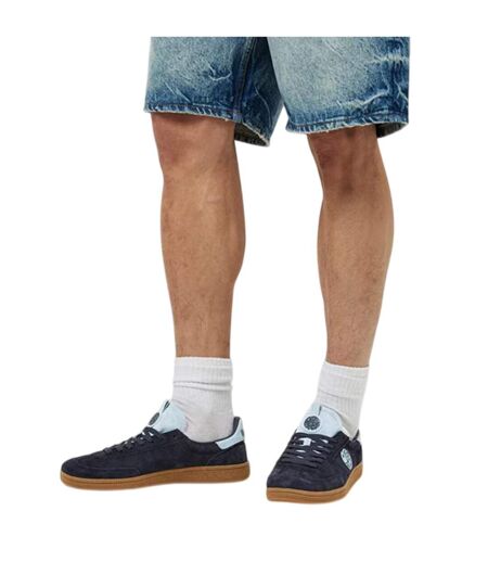 Mens Ramblas Suede Trainers Navy Sky Pretty Green