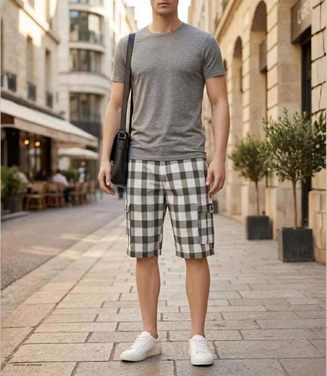 Bermuda homme WINCHESTER IDRA1B blanc à carreaux : le short en coton confortable et stylé-5
