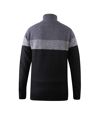 Duke Mens Lewisham D555 Panel Quarter Zip Sweatshirt (Black/Grey Marl)