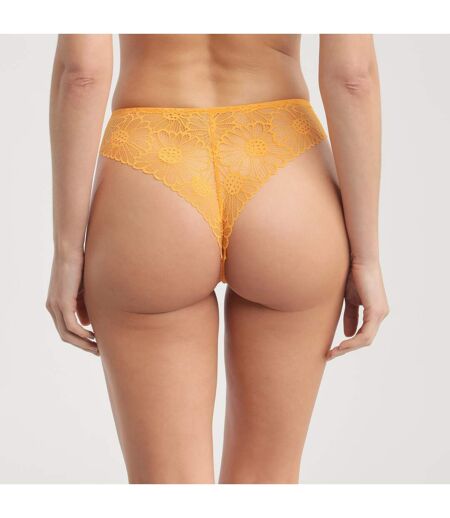 Tanga en dentelle florale et tulle transparent