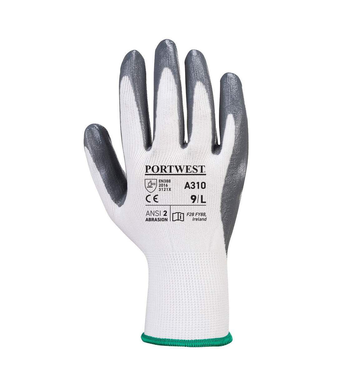 Unisex adult a310 flexo nitrile grip gloves l grey/white Portwest-2