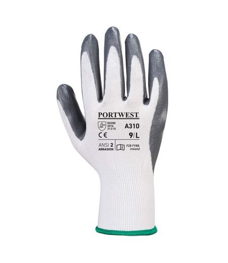 Unisex adult a310 flexo nitrile grip gloves xs grey/white Portwest