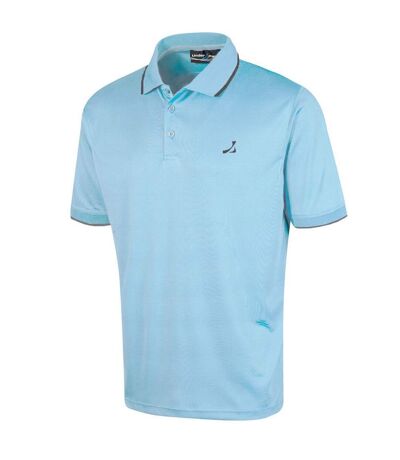 Mens Waffle Knit Polo Shirt Sky Under Par