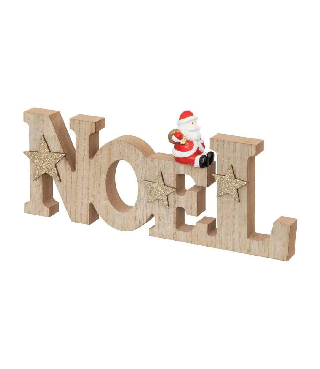 Déco de Noël en Bois Père Noël 30cm Marron-1