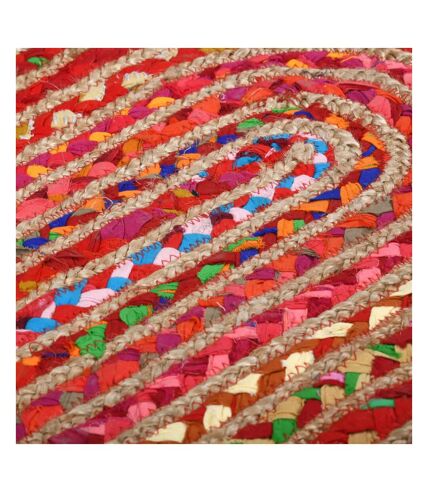 Tapis ovale coloré en jute et coton India 90 x 60 cm