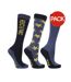 Pack Of 3  Unisex Adult Stars Socks  Blue Yellow HYCONIC-1