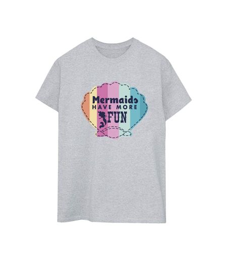 Disney Femme/Les femmes The Little Mermaid - T-shirt boyfriend en coton amusant (Gris sportif) - UTBI31050